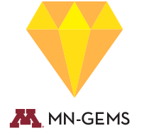 Logo for UMN MN-GEMS: yellow and gold diamond