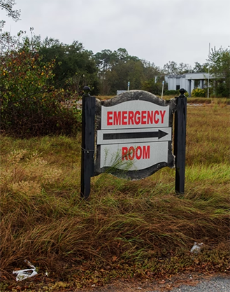 Emergency room sign in rural area