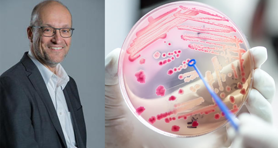 Sven Gorr's Headshot with a Petri dish on the right side