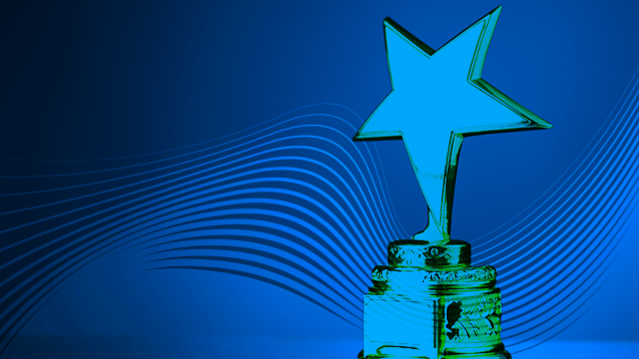 Small generic trophy with a star, blue tint overlaying the image