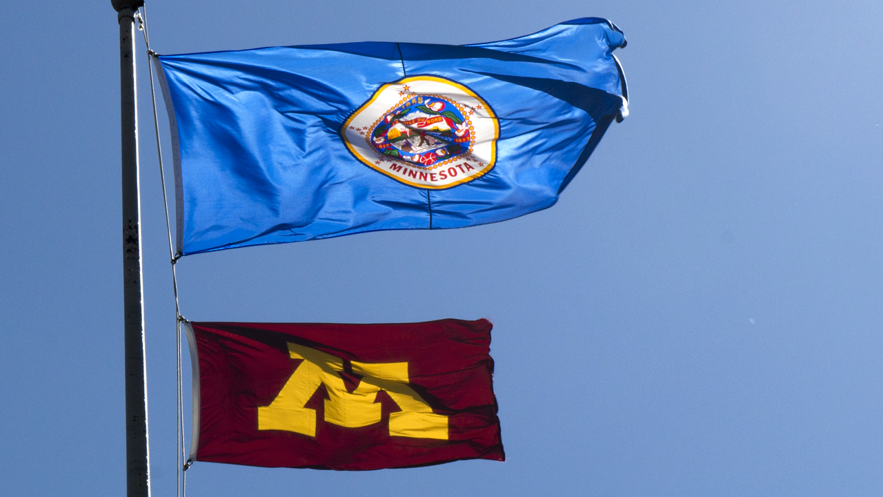 Minnesota and University of Minnesota flags