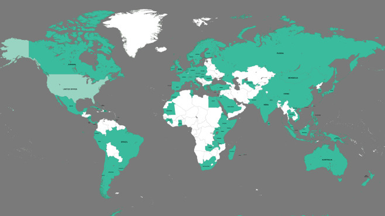 Research around the world - map