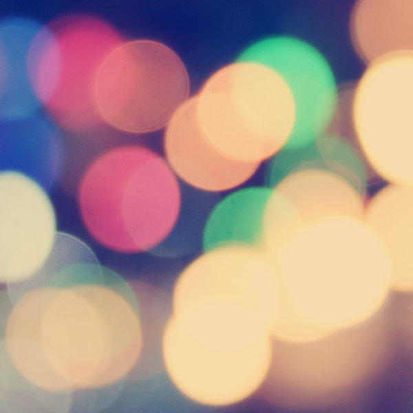 Abstract, out-of-focus image of colored lights