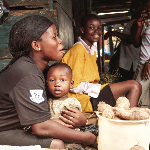Woman and child in a Ghana market