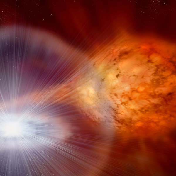 Illustration of a nova explosion in space.