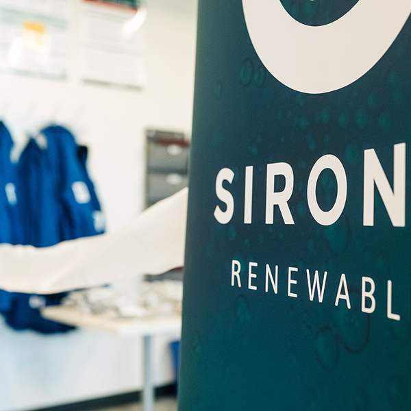 Sironix banner in a laboratory space